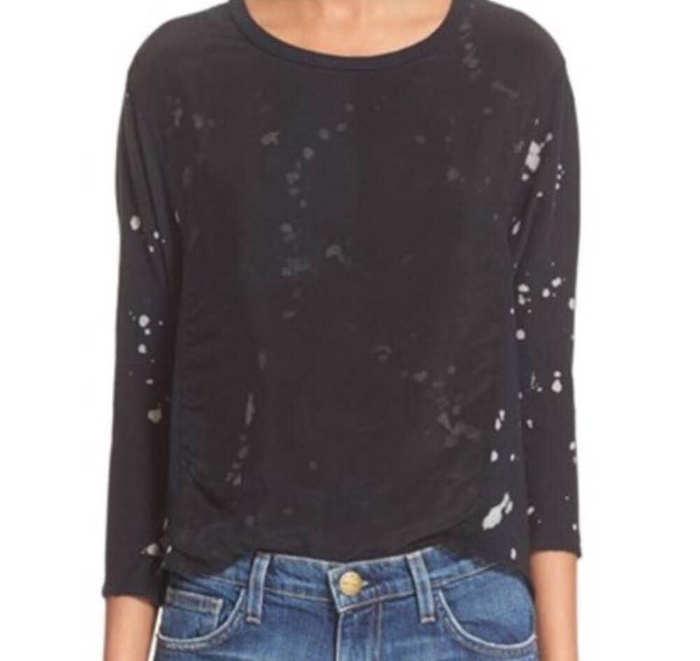 Current Elliott The Boxy Dolman Sleeve Tee in Black Ink Blot Women's Size 0